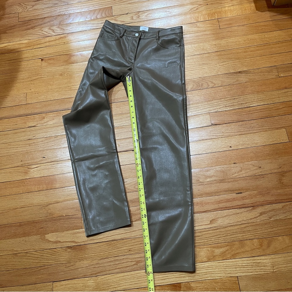 Aritzia Wilfred Womens Melina Pants sz 6 Vegan Leather Inseam 32” Brown WORN 1x - Picture 6 of 12